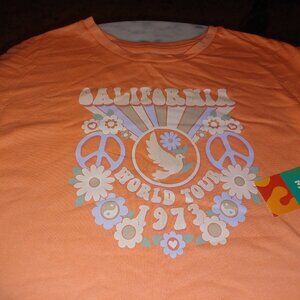 365 KIDS Girl's Tee SZ 10NWT Coral 70s Theme